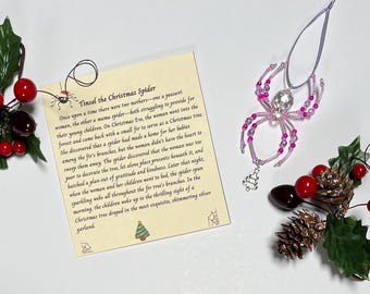 Crystal glass Christmas spider with Story card