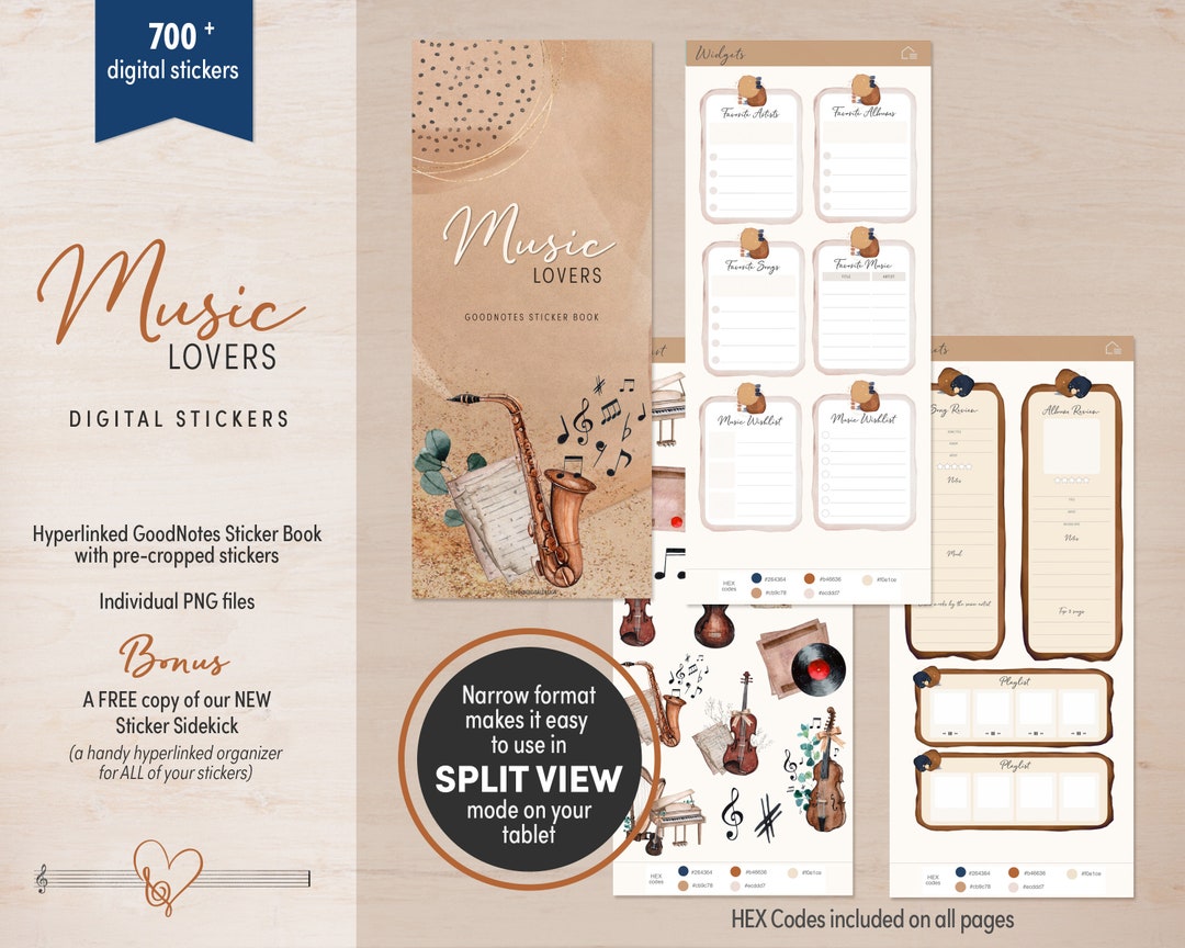 MUSIC Theme Goodnotes Stickers 700 Precropped Stickers Clipart, Labels