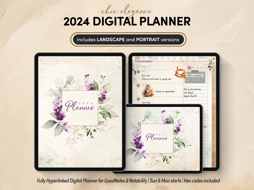 2024 Digital Planner for Goodnotes & Notability | Portrait and ...