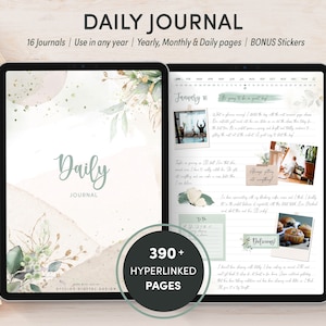 PREMIUM digitaal dagelijks dagboek voor GoodNotes, digitaal dagboek voor iPad, BONUS digitale stickers, schrijfdagboek, minimalistisch ontwerp, Goodnotes