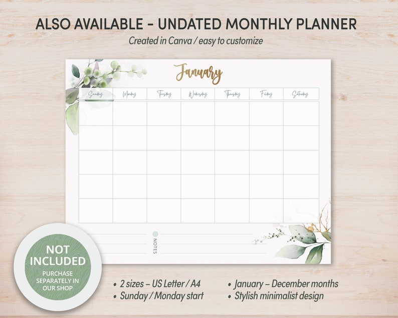 2024 2025, Monthly Planner, Printable Calendar, Goodnotes Planner, iPad