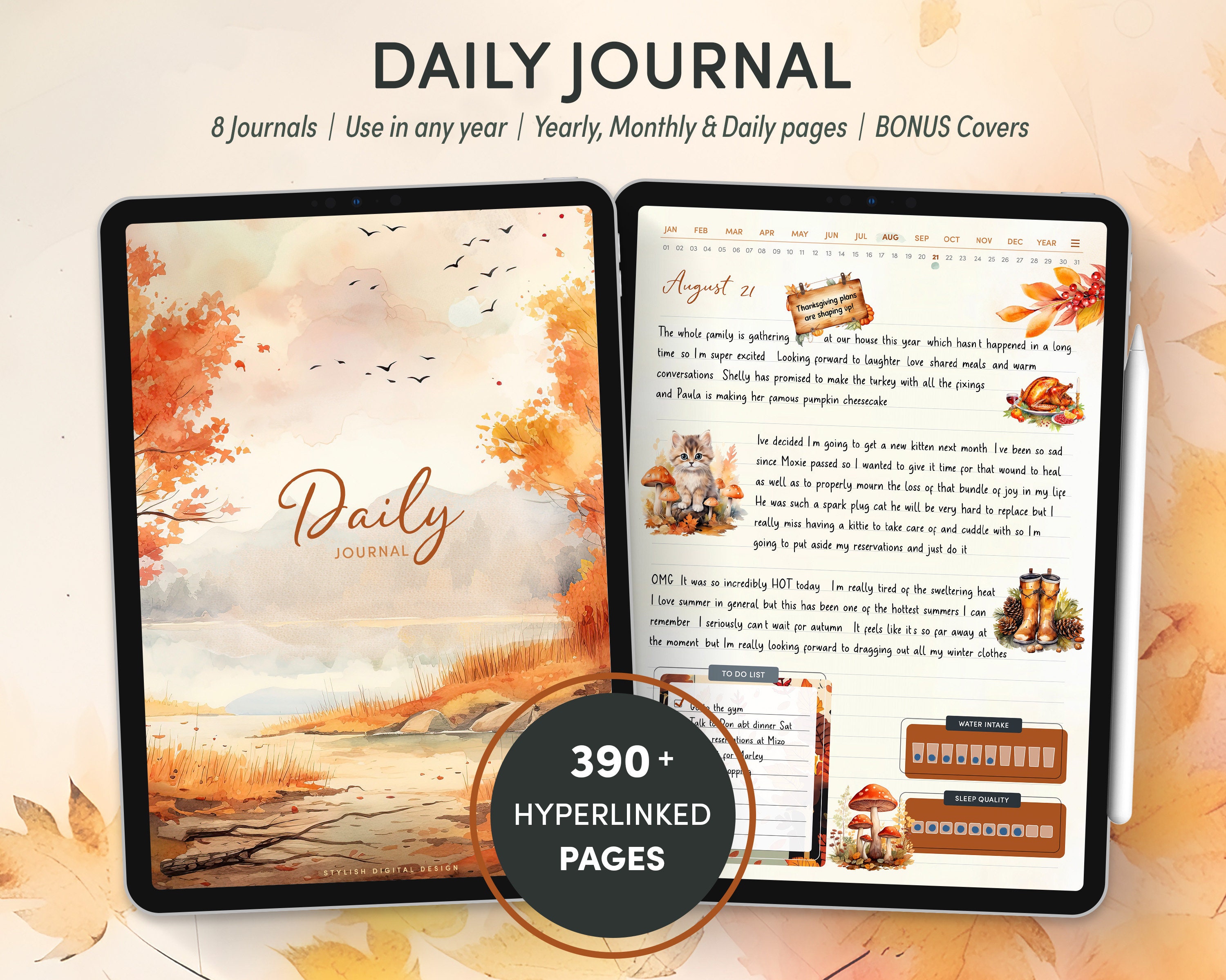 Journal Digital 365 Jours Turquoise Pour iPad Et Tablette Pack Bullet Journal  Pointillé, Stickers Numériques Et Guide Débutant Inclus 