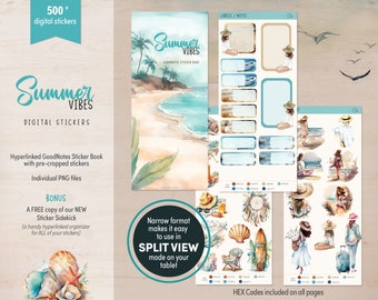 Summer Vibes GoodNotes Stickers | Digital Planner Clipart (Pre-Cropped)
