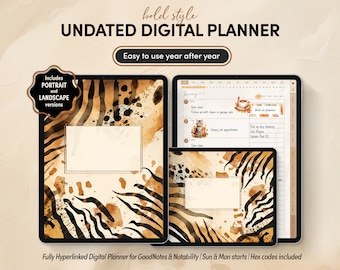 Undated Digital Planner for GoodNotes, Notability | Hyperlinked, Portrait & Landscape (PDF)