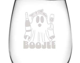FUN HALLOWEEN DRINKWARE BooJee Stemless Wine Glass