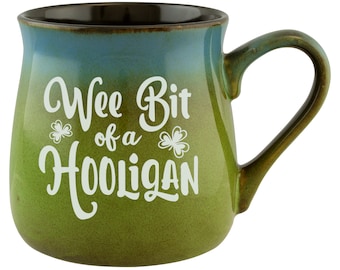 ST. PADDY'S DAY Wee Bit of a Hooligan Etched Ceramic Mug, Irish Gifts, St. Patrick's Day Gift, Fun Irish Gift, St. Paddy's Day Humor