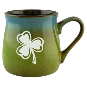 ST. PADDY&#39;S DAY Shamrock Etched Ceramic Mug, Irish Gifts, St. Patrick&#39;s Day, Irish Everyday Gift, Irish Coffee Mug