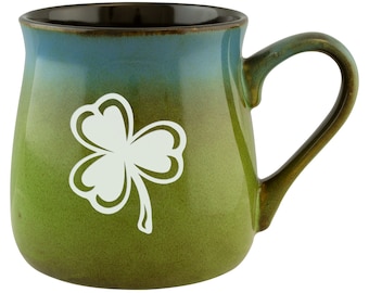 ST. PADDY'S DAY Shamrock Etched Ceramic Mug, Irish Gifts, St. Patrick's Day, Irish Everyday Gift, Irish Coffee Mug