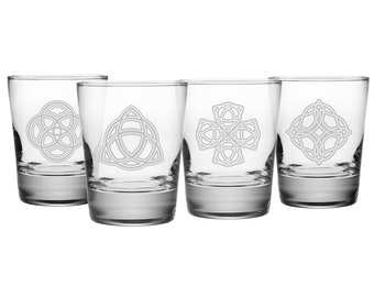 ST. PADDY'S DAY Celtic Knots Set of Four Rocks Glasses, Whiskey Gift, Irish Gift, Irish Whiskey Glasses, Celtic Whiskey Glasses