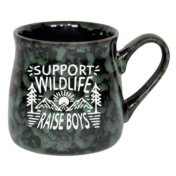 Support Wildlife, Raise Boys Etched Ceramic Mug, Parent Humor Gift