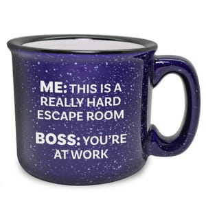 WORK HUMOR MUG This Is a Really Hard Escape Room Sand Etched Ceramic Camp Mug, Best Coffee Mug for Work