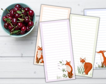 Pack of 4 long notepads printed with “merkfuchsblock”.