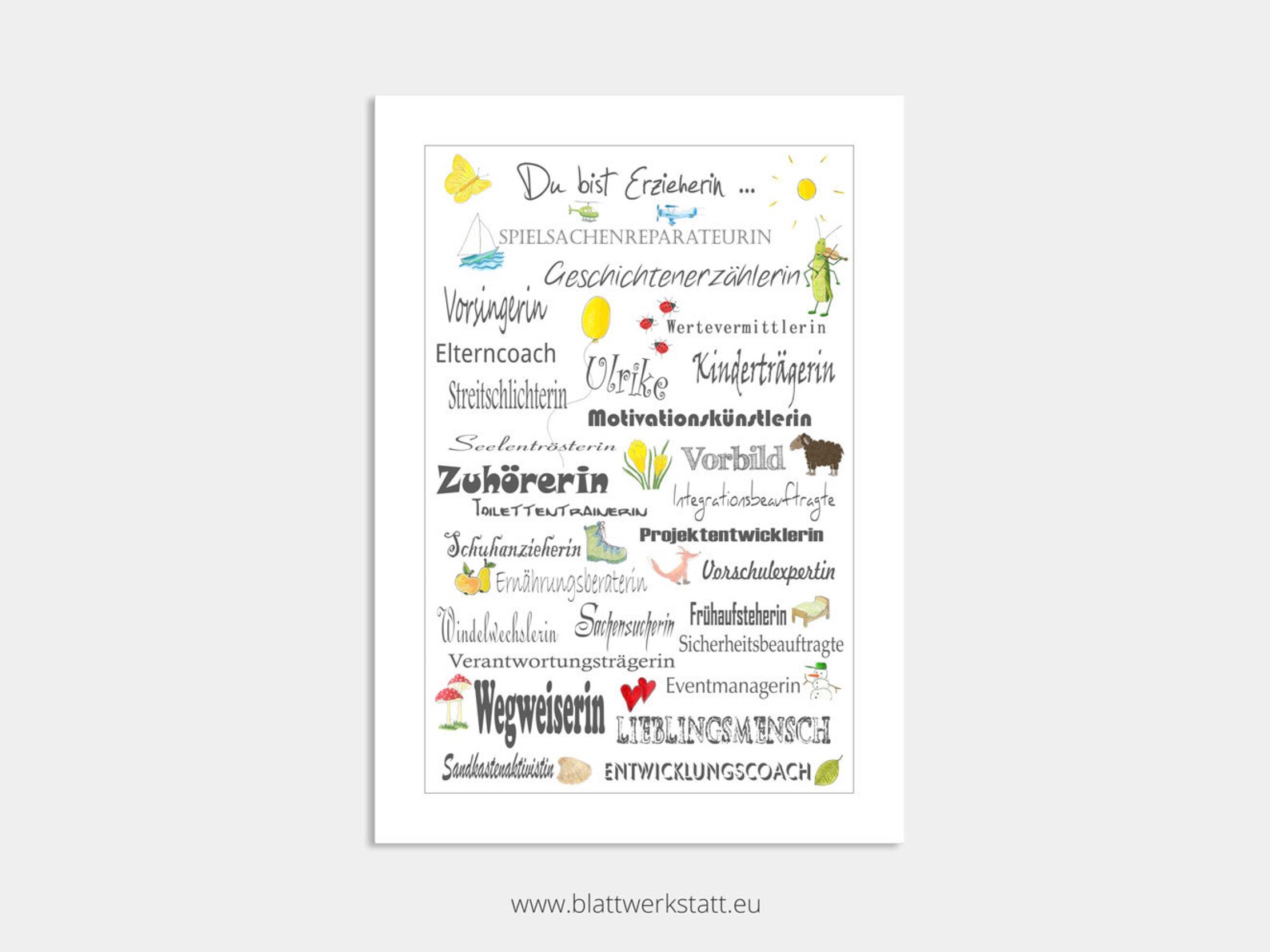 Danke-Bild A4, Erzieherin, Kindergärtnerin, Tagesmutter