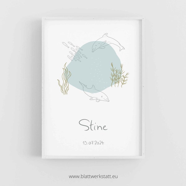 Geburtsbild Geburtsanzeige Namensbild A4 "Stine", Geschenk, Geburt, Geburtstag, Taufe, individuell, personalisiert, gedruckt, ohne Rahmen