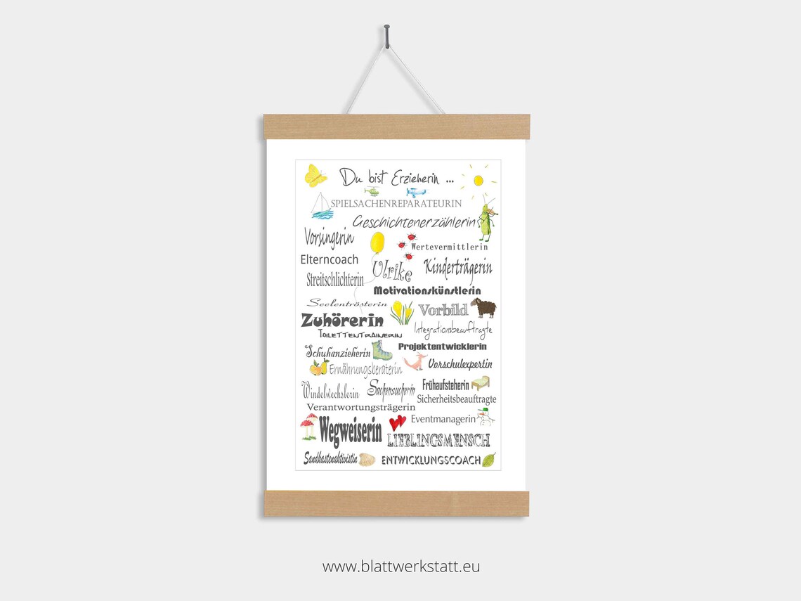 Danke-Bild A4, Erzieherin, Kindergärtnerin, Tagesmutter