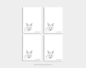 4er Pack Notizblock DIN A7 "Merkblatt Fuchs" gedruckt