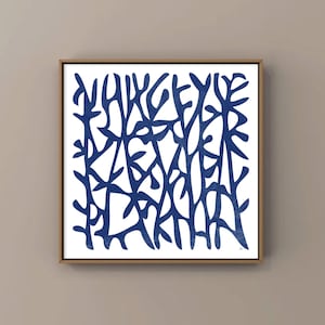 Art Print Blue / Square Blue Art / Abstract Flora / Branches Blue / Modern Blue Wall Decor / Square Contemporary Blue Artwork.
