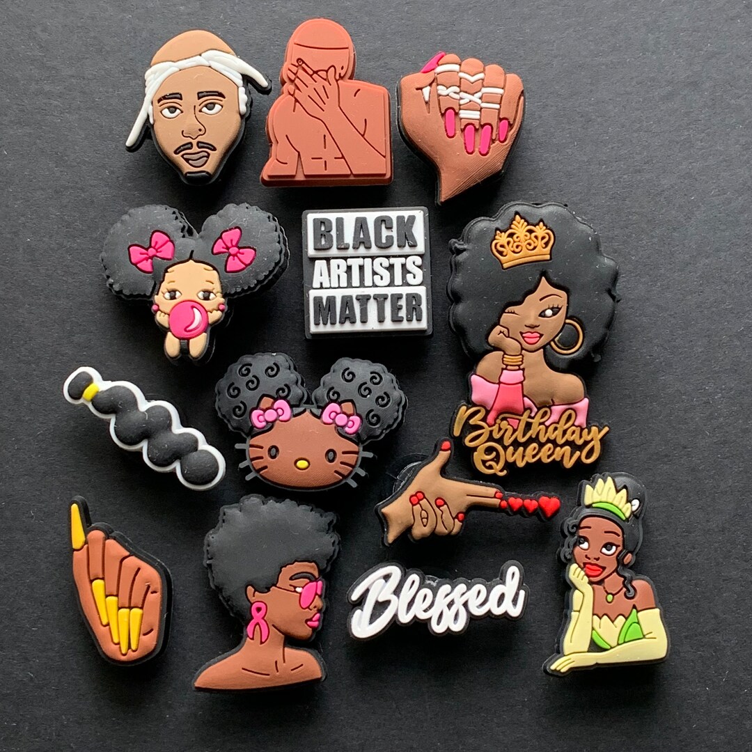 Croc Charms Assorted Black Girl Boy Croc Charms Charms Kids Adult