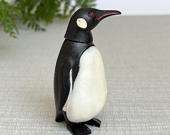 Vintage Breba bobblehead penguin with red eyes, bobblehead figure, bird figurine, toy, West Germany, (1l)