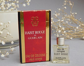 Habit Rouge Pour Homme (1965) by Guerlain - 4ml - Eau de Cologne - Splash - Vintage Duft - Miniature - Parfüm Miniatur