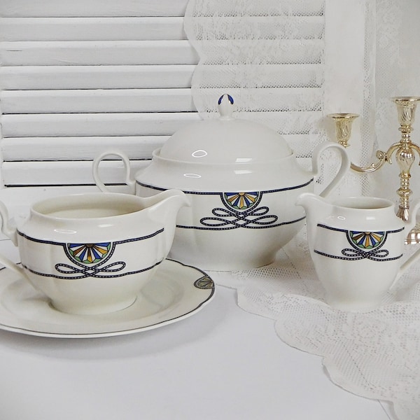 Rosenthal Classic Grace Pearl China "Society" Sauciere mit Unterteller, Suppenterrine, Terrine, Suppenschüssel, Milchkännchen, Vintage