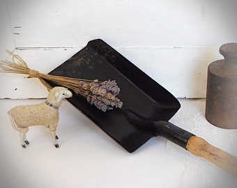 Pá de carvão velha, pá de ferro com cabo de madeira, pá de metal, pá, brocante, vintage