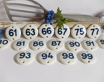 Old porcelain numbers, round numbers, numbers, signs, cloakroom sign, porcelain sign, vintage