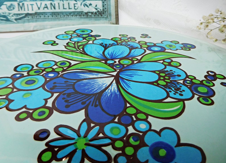 Geweldig taartbord Ø 32 cm, keramiek taartbord met bloemendecoratie, prilbloemen, vintage, taartbord afbeelding 5