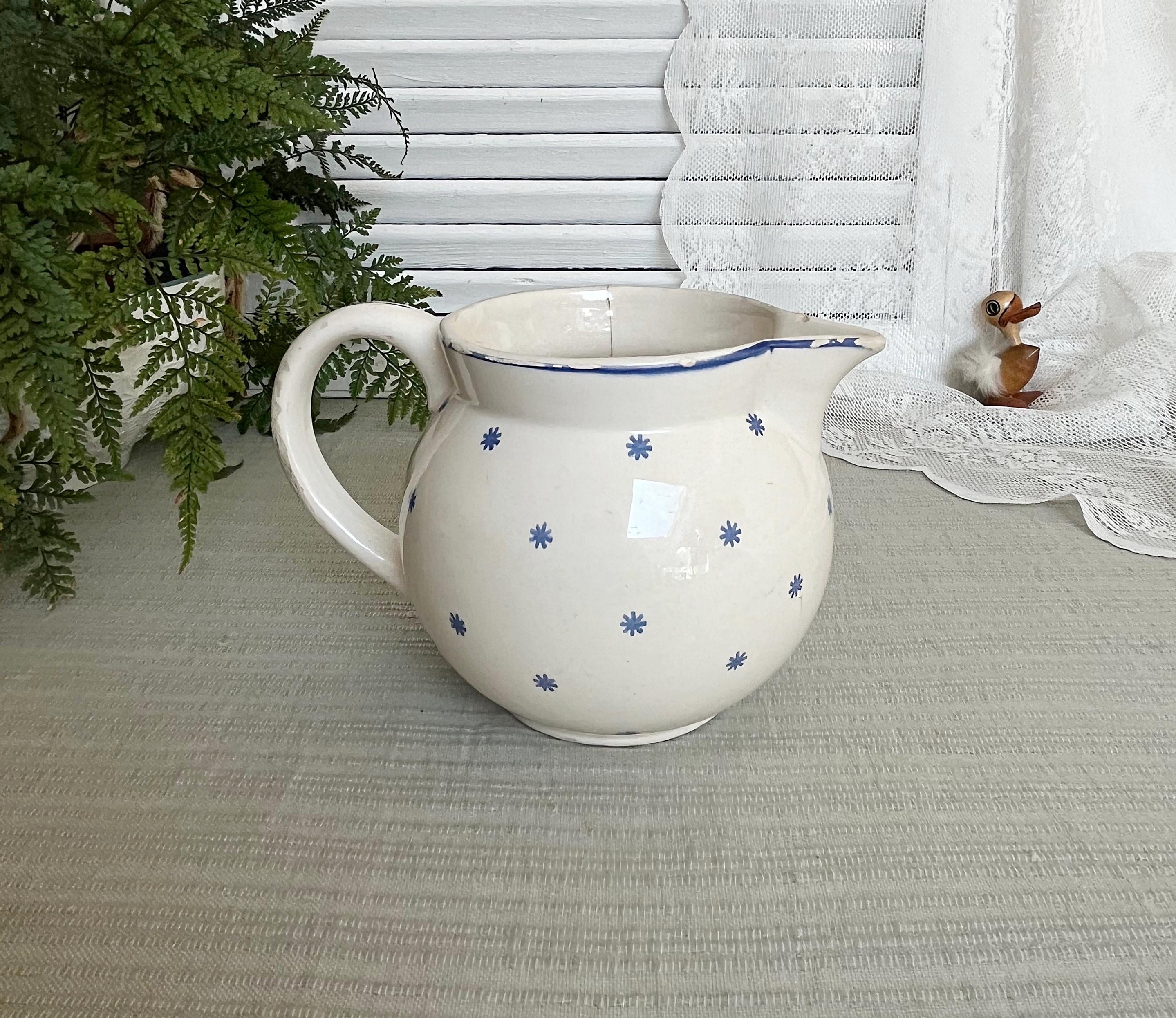 Art Deco - SMF Schramberg, Majolika Milchkrug, Keramik Krug mit lustigen Sternchen 1 Liter, Shabby Chic, Brocante