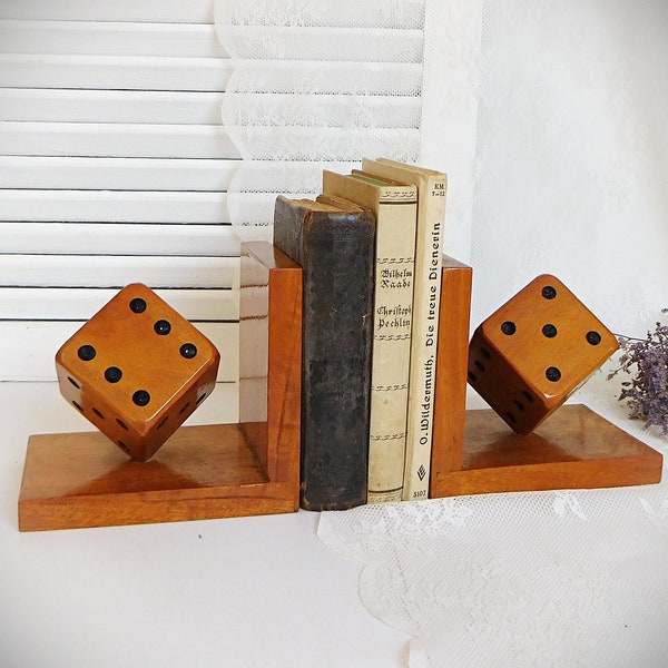 Tolle Buchstützen Würfel aus Holz, Buchhalter, Holzwürfel, Bücherregal, Vintage, Dekoration