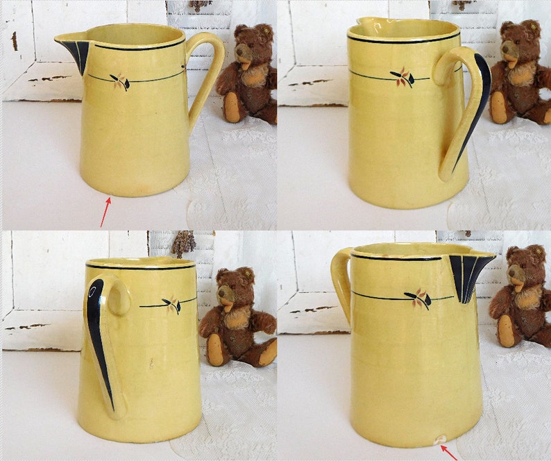 Sehr alter, französischer Keramik Krug, Milchkrug, SaftKrug, Wasserkrug, Frankreich 2,3 Liter, Vintage, Brocante Bild 4