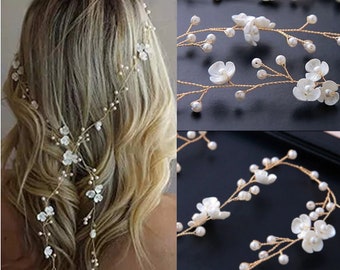 Bride Hair Jewelry Hair Tendril Pearl Branch Pearl Tendril Hair Wreath Wedding Silver HR12