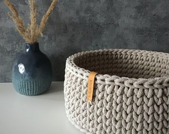 Crochet basket for storing small things, storage box in boho style, decarative accent in cozy place,home  decoration for warm interior.