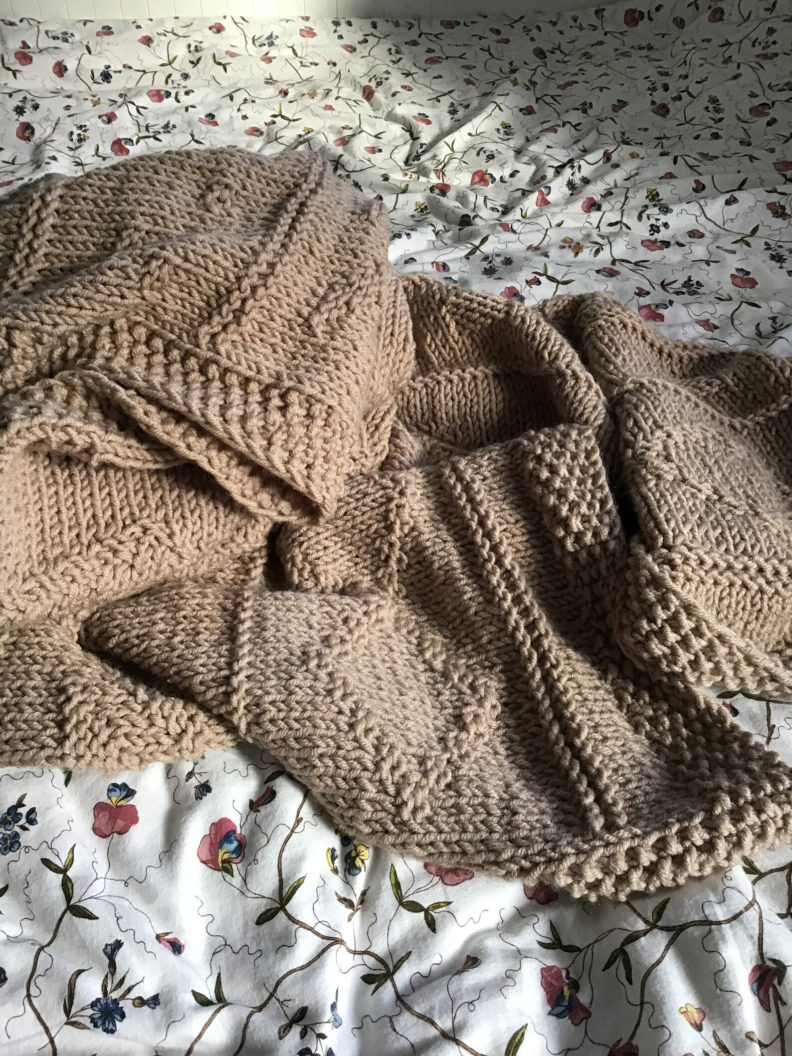 Large knitted wool blanket with an original pattern warm and Etsy