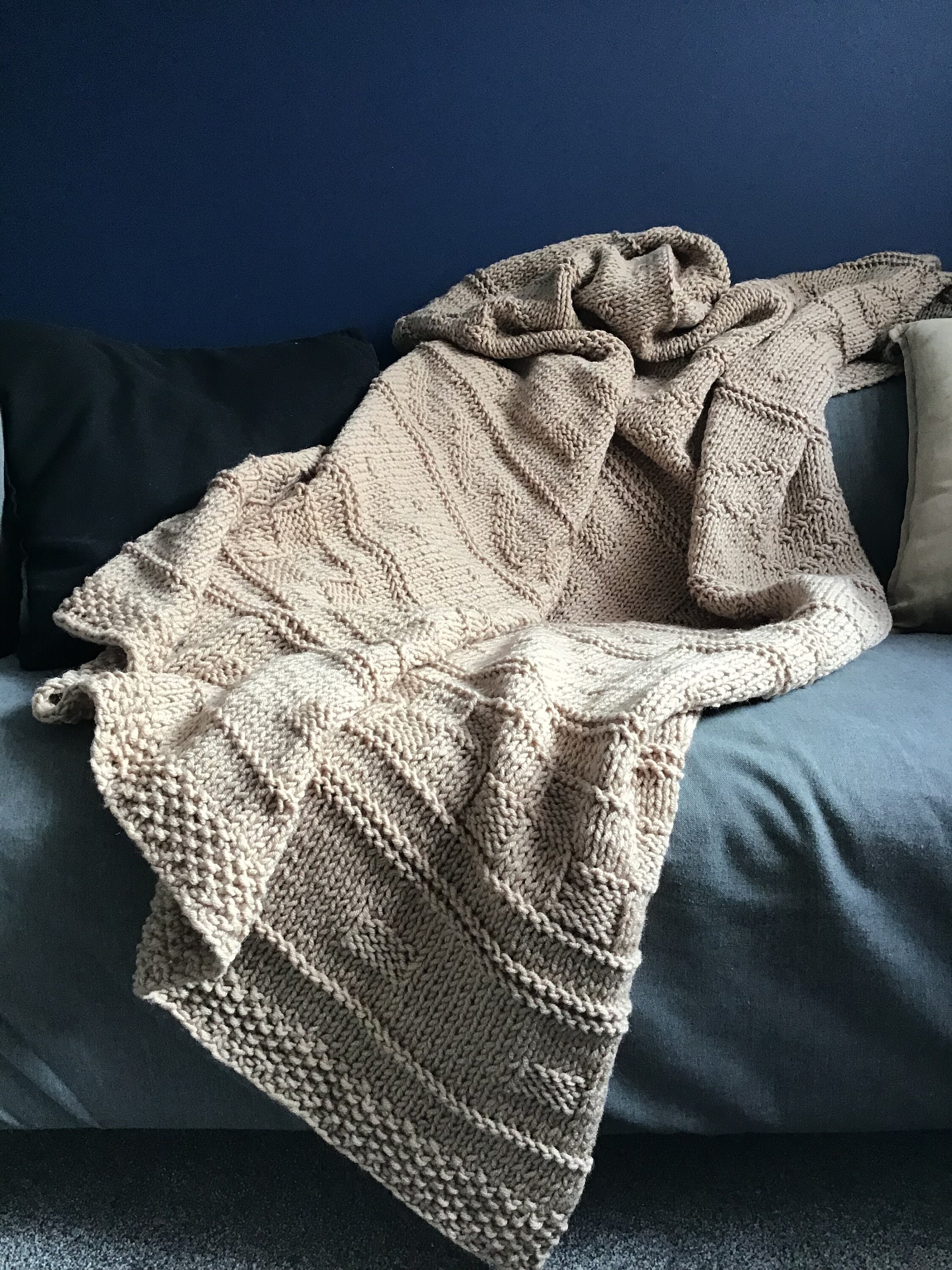 Large knitted wool blanket with an original pattern warm and Etsy
