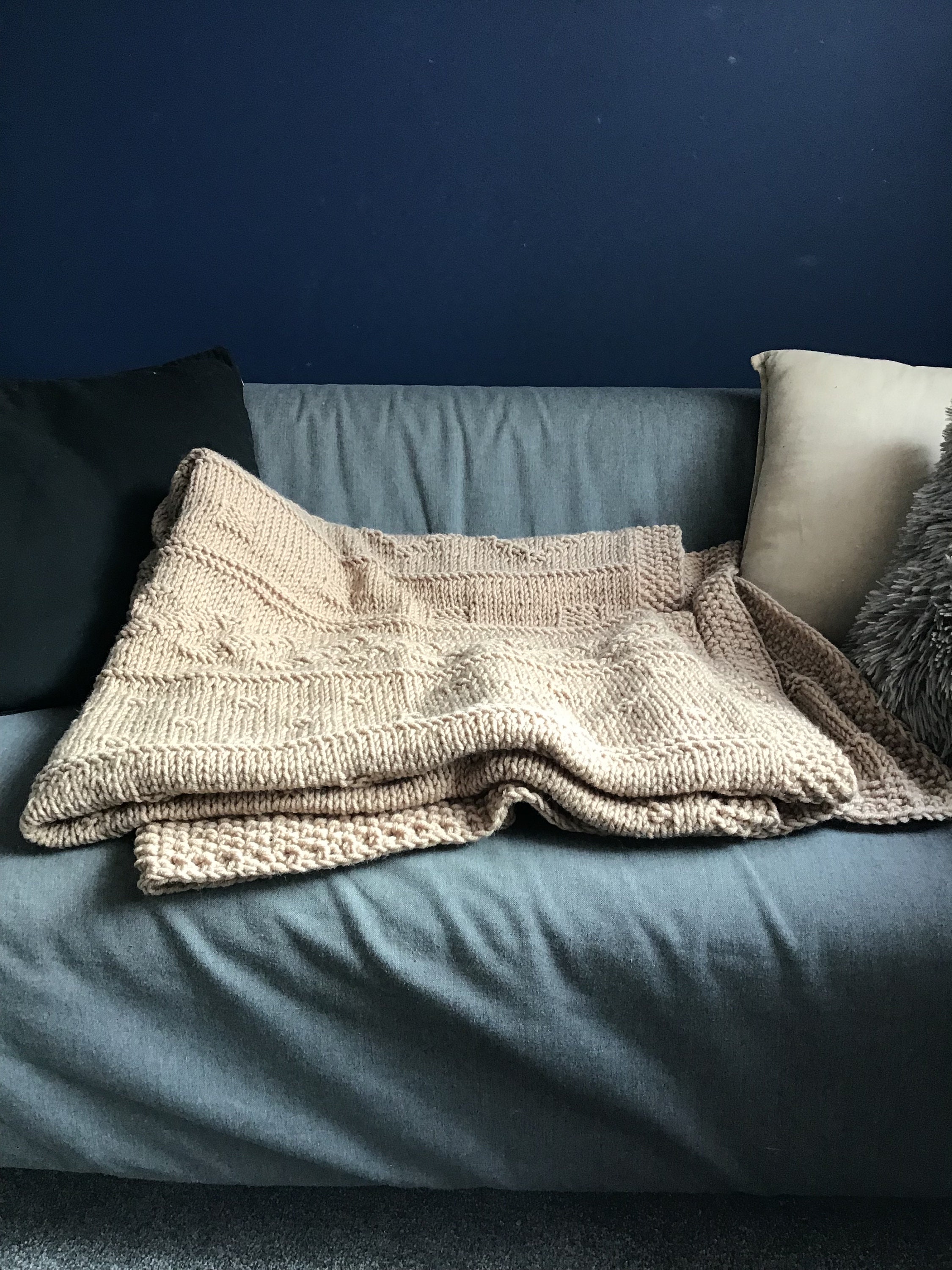 Large knitted wool blanket with an original pattern warm and Etsy