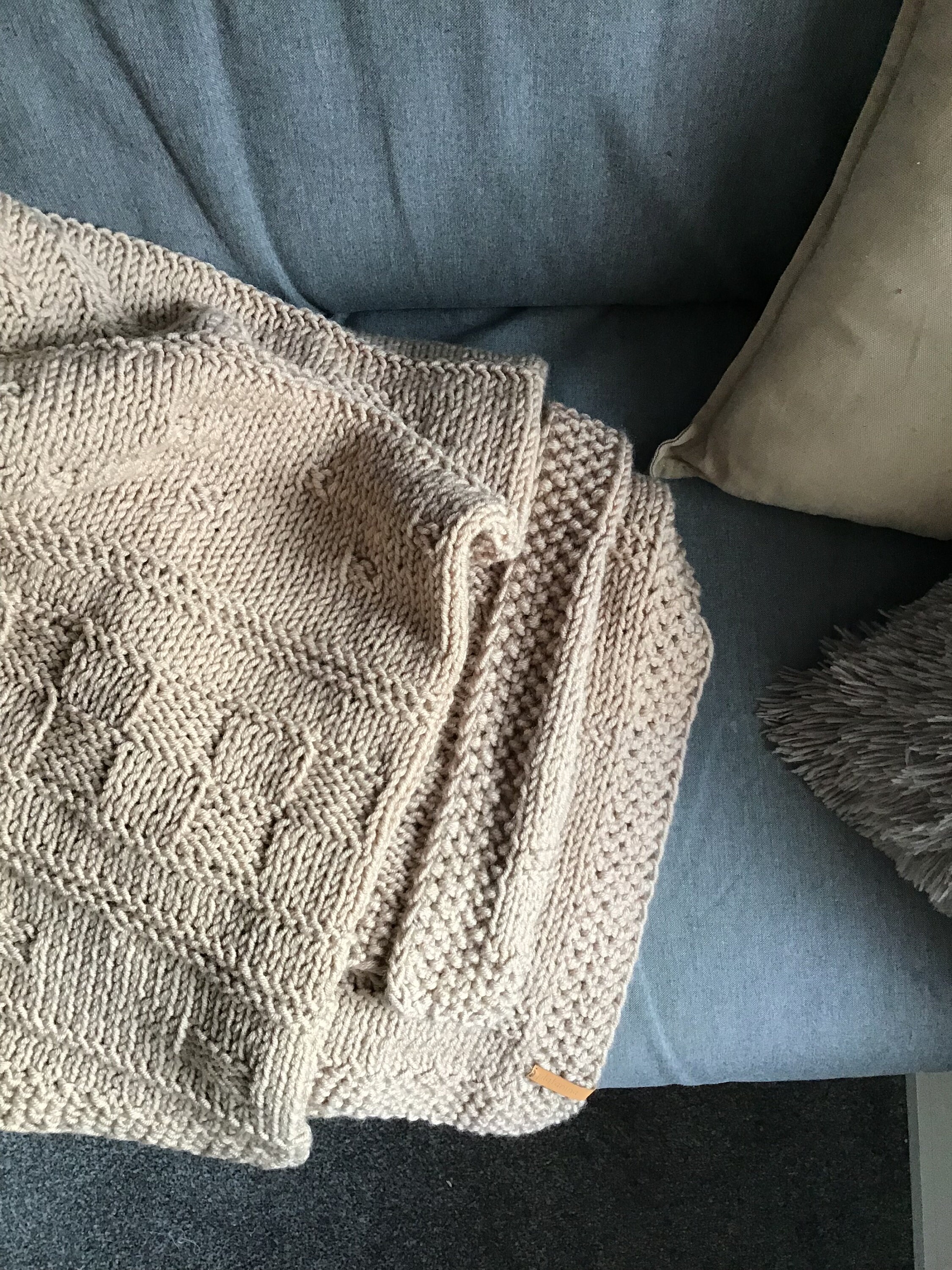 Large knitted wool blanket with an original pattern warm and Etsy