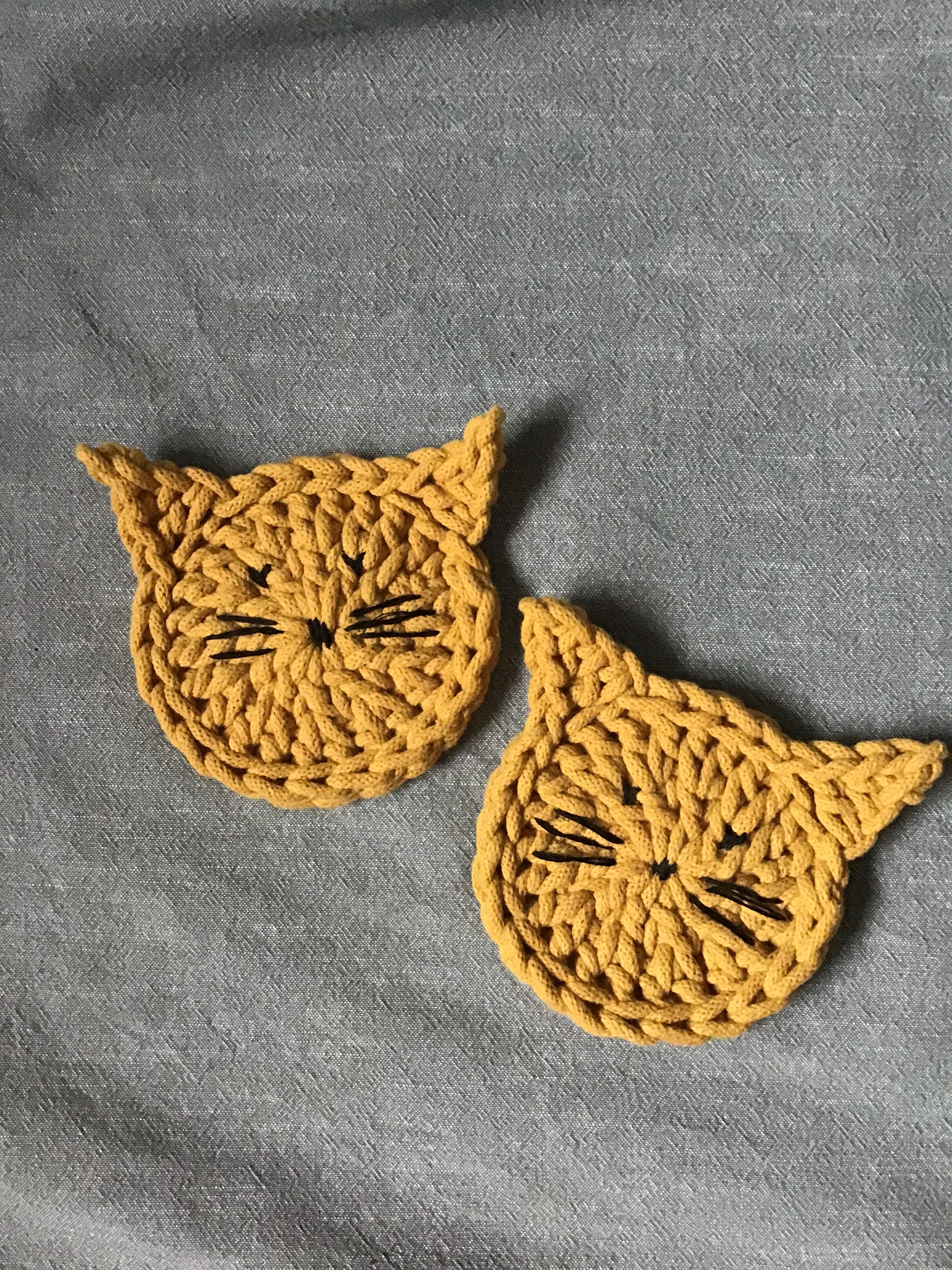 Set of 2 cup coasters catshaped coaster cat accessories for Etsy