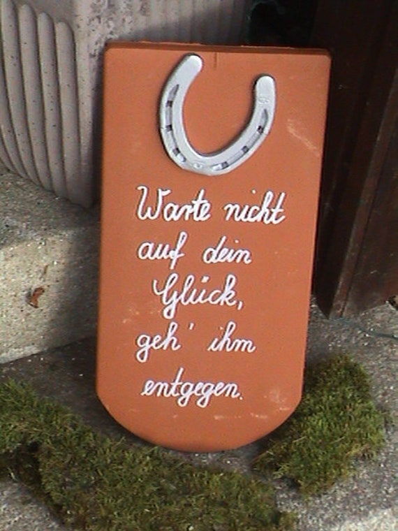 Dachziegel mit Hufeisen und Spruch Warte nicht.. Etsy