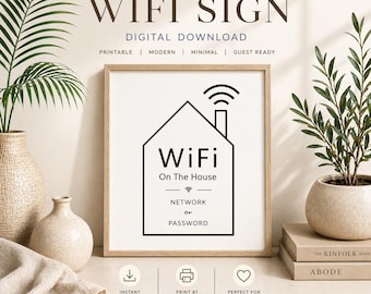 Airbnb Wifi Sign, Airbnb editable Printable , Minimalist (PDF Download), 2026 Update