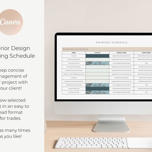 Cronograma de pintura / Diseño de interiores / Plantilla / Canva / Diseñador de interiores / IDI / Tablero de inspiración / Esquema de colores / Herramienta de renovación / Plan de pintura