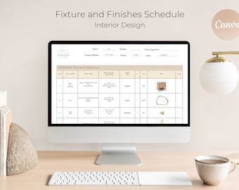 Interior Design Finishes Schedule | Canva | Interior Design | Lighting Schedule | Kitchen Schedule | Interior Designer | Home Renovation