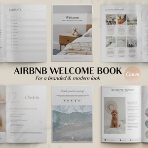 Beach Airbnb Welcome Book Template: Vacation Rental House Manual (Canva Editable, Digital Download)
