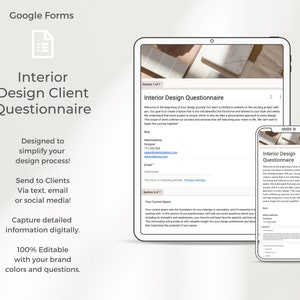 Klantenvragenlijst interieurontwerp, editie 2025 | Google Formulieren | Intakeformulieren voor klanten | Digitale download | Canvas | Interieurontwerp | IDI