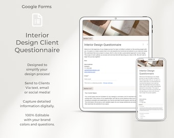 Interior Design Client Questionnaire 2025 edition | Google Forms | Client Intake Forms | Digital Download | Canva | Interior Design | IDI