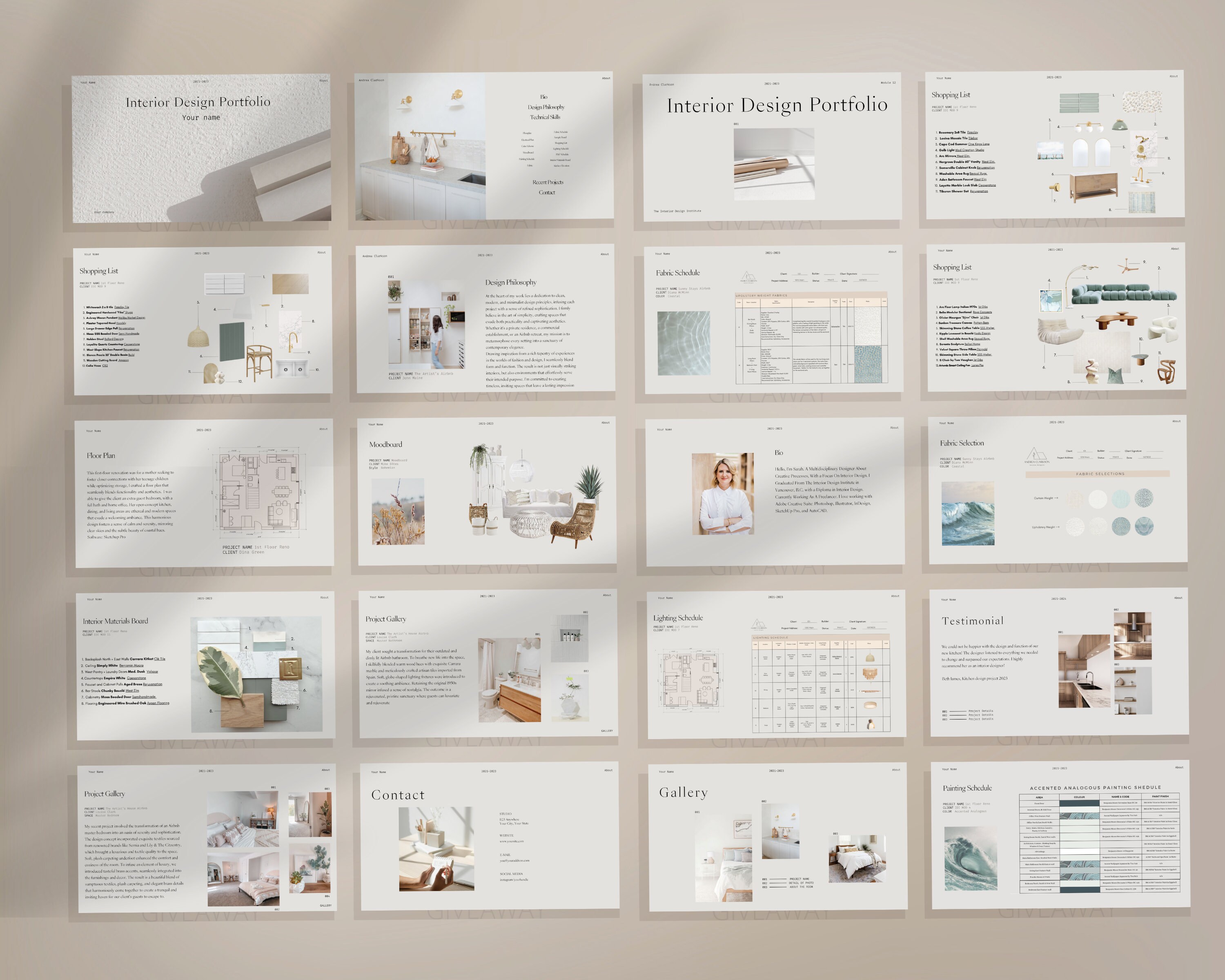 Interior Design Portfolio Template, Canva, Modern and Minimalist Layout ...