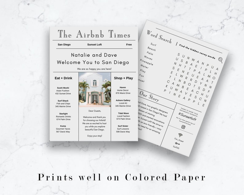 Airbnb Newspaper Canva Airbnb Airbnb Printable Etsy Australia