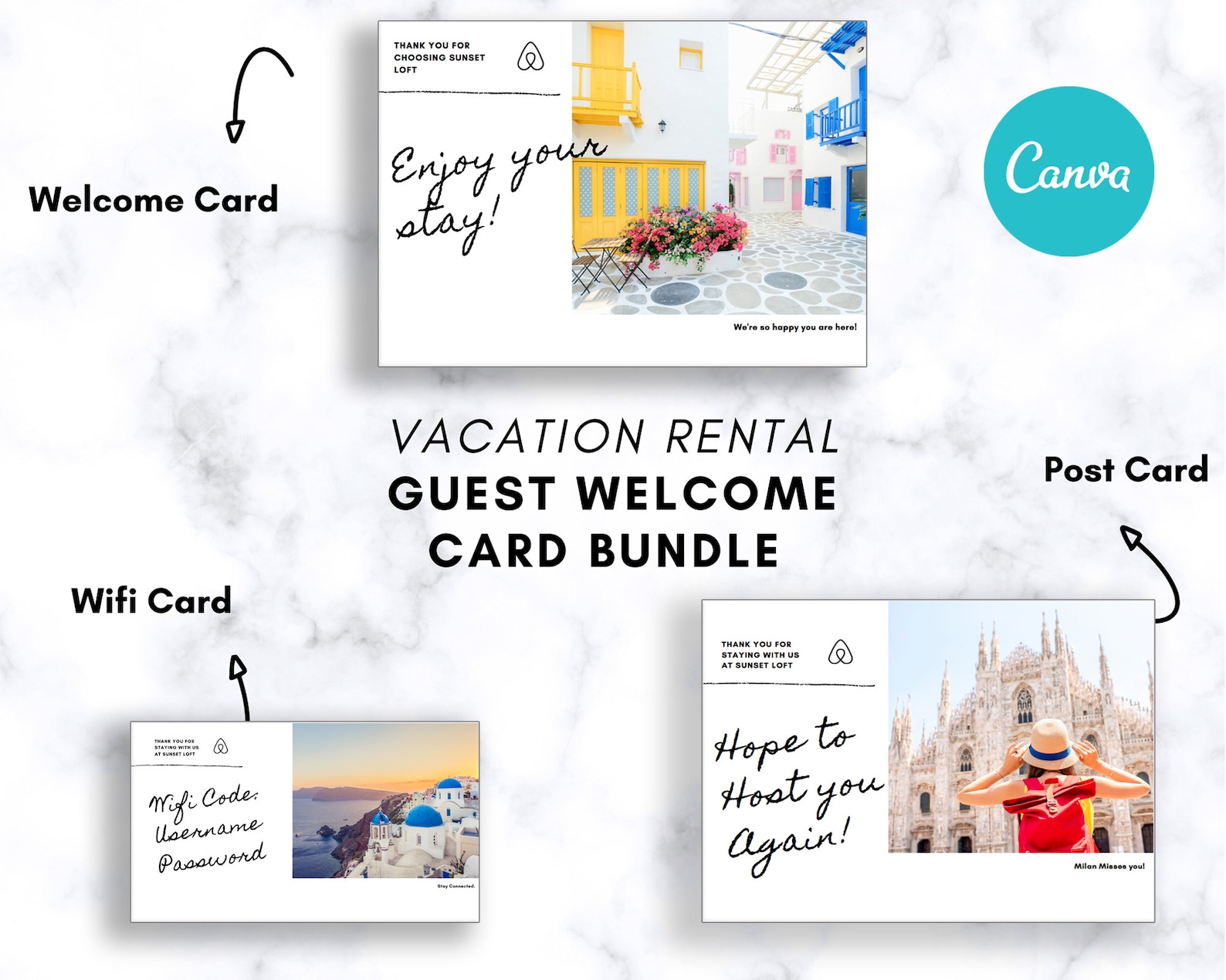 Airbnb Card Bundle Airbnb Guest Cards Vacation Rental Postcard Airbnb