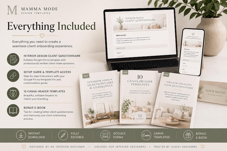 Interior Design Client Questionnaire | Editable Intake Form (digital ...