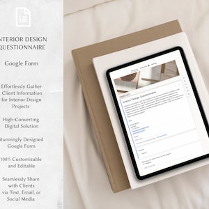 Vragenlijst interieurontwerp | Google Formulieren | Intakeformulieren voor klanten | Vulbaar | Digitale download | Canvas | Interieurontwerp | IDI